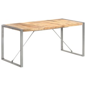 Mesa de comedor madera maciza de mango rugosa 160x80x75 cm de vidaXL, Mesas de cocina y de comedor - Ref: Foro24-321563, Prec...