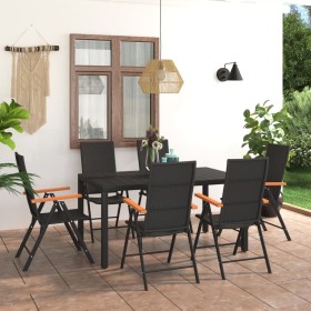 7-piece black and brown garden dining set by vidaXL, Garden sets - Ref: Foro24-3060085, Price: 589,44 €, Discount: %