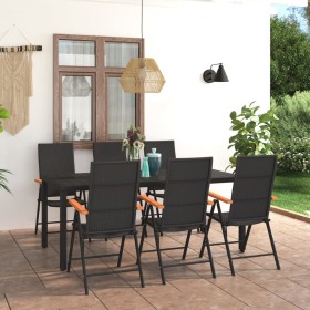 Juego de comedor para jardín 7 piezas negro y marrón de vidaXL, Conjuntos de jardín - Ref: Foro24-3060086, Precio: 680,81 €, ...