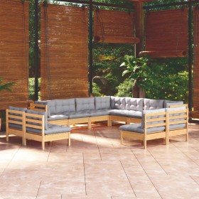 Garden furniture set 11 pieces and cushions solid pine wood by vidaXL, Garden sets - Ref: Foro24-3096862, Price: 827,99 €, Di...