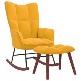 Silla mecedora con reposapiés tela amarillo mostaza de vidaXL, Mecedoras - Ref: Foro24-328157, Precio: 141,72 €, Descuento: %