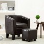 Sillón con diseño de cubo con reposapiés cuero sintético marrón de vidaXL, Sillones - Ref: Foro24-248059, Precio: 138,91 €, D...