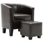 Sillón con diseño de cubo con reposapiés cuero sintético marrón de vidaXL, Sillones - Ref: Foro24-248059, Precio: 138,91 €, D...