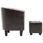 Sillón con diseño de cubo con reposapiés cuero sintético marrón de vidaXL, Sillones - Ref: Foro24-248059, Precio: 138,91 €, D...