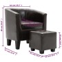 Sillón con diseño de cubo con reposapiés cuero sintético marrón de vidaXL, Sillones - Ref: Foro24-248059, Precio: 138,91 €, D...