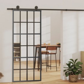 Puerta corredera con herrajes ESG vidrio y aluminio 76x205 cm de vidaXL, Puertas - Ref: Foro24-3081963, Precio: 196,99 €, Des...