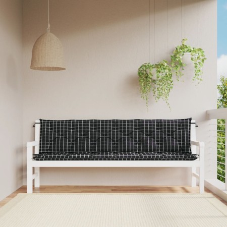 Gartenbankkissen schwarz karierter Stoff 200x50x7 cm von vidaXL, Kissen für Stühle und Sofas - Ref: Foro24-361653, Preis: 32,...