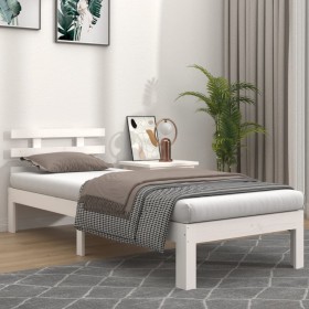 White solid wood single bed frame 75x190 cm by vidaXL, Beds and slatted bases - Ref: Foro24-814715, Price: 71,99 €, Discount: %