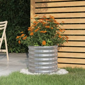 Powder coated steel planter 40x40x36 cm silver by vidaXL, Pots and planters - Ref: Foro24-318847, Price: 23,63 €, Discount: %