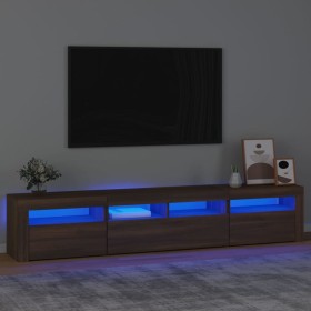 Mueble de TV con luces LED marrón roble 210x35x40 cm de vidaXL, Muebles TV - Ref: Foro24-3152737, Precio: 162,14 €, Descuento: %