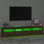 Mueble de TV con luces LED marrón roble 210x35x40 cm de vidaXL, Muebles TV - Ref: Foro24-3152737, Precio: 165,12 €, Descuento: %