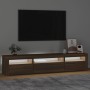 TV-Schrank mit LED-Leuchten Eiche braun 195x35x40 cm von vidaXL, TV-Möbel - Ref: Foro24-3152745, Preis: 162,25 €, Rabatt: %