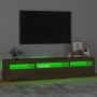 TV cabinet with LED lights oak brown 195x35x40 cm by vidaXL, TV Furniture - Ref: Foro24-3152745, Price: 162,25 €, Discount: %