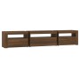 TV cabinet with LED lights oak brown 195x35x40 cm by vidaXL, TV Furniture - Ref: Foro24-3152745, Price: 162,25 €, Discount: %