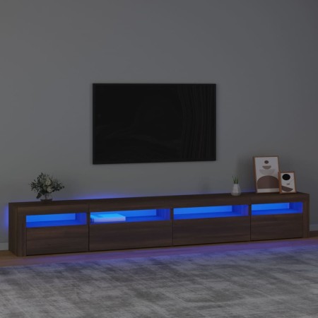 TV cabinet with LED lights brown oak 270x35x40 cm by vidaXL, TV Furniture - Ref: Foro24-3152753, Price: 196,76 €, Discount: %