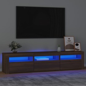 Mueble de TV con luces LED color marrón roble 180x35x40 cm de vidaXL, Muebles TV - Ref: Foro24-3152761, Precio: 160,99 €, Des...