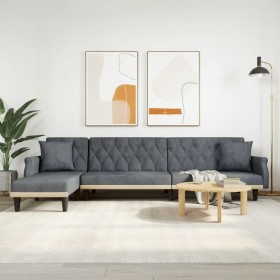 L-förmiges Schlafsofa aus dunkelgrauem Samt, 271 x 140 x 70 cm von vidaXL, Sofas - Ref: Foro24-3157277, Preis: 422,99 €, Raba...