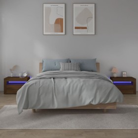 Bedside tables with LED 2 pcs oak brown 60x35x40 cm by vidaXL, Nightstands - Ref: Foro24-3144974, Price: 113,23 €, Discount: %