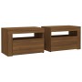 Bedside tables with LED 2 pcs oak brown 60x35x40 cm by vidaXL, Nightstands - Ref: Foro24-3144974, Price: 113,00 €, Discount: %