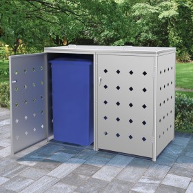 240L stainless steel double garbage container shed by vidaXL, Waste container supports - Ref: Foro24-145380, Price: 412,84 €,...