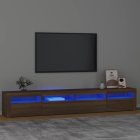 Mueble de TV con luces LED marrón roble 240x35x40 cm de vidaXL, Muebles TV - Ref: Foro24-3152729, Precio: 180,86 €, Descuento: %