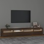 Mueble de TV con luces LED marrón roble 240x35x40 cm de vidaXL, Muebles TV - Ref: Foro24-3152729, Precio: 172,27 €, Descuento: %