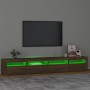 Mueble de TV con luces LED marrón roble 240x35x40 cm de vidaXL, Muebles TV - Ref: Foro24-3152729, Precio: 172,27 €, Descuento: %