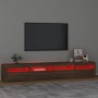 Mueble de TV con luces LED marrón roble 240x35x40 cm de vidaXL, Muebles TV - Ref: Foro24-3152729, Precio: 172,27 €, Descuento: %