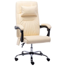 Silla de oficina de masaje de cuero sintético crema de vidaXL, Sillas de oficina - Ref: Foro24-20295, Precio: 189,99 €, Descu...