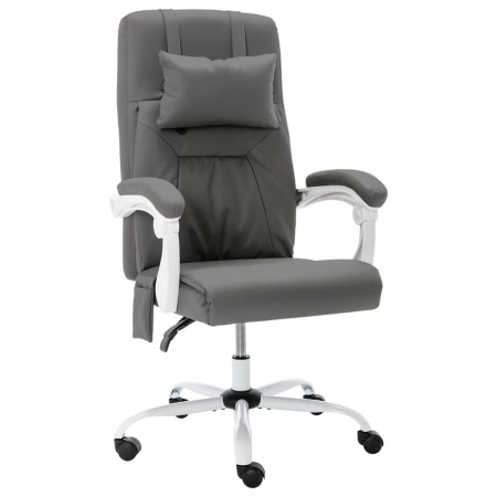 Silla de oficina de masaje cuero sintético gris de vidaXL, Sillas de oficina - Ref: Foro24-20313, Precio: 174,31 €, Descuento: %