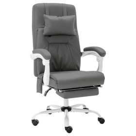 Silla de oficina de masaje cuero sintético gris de vidaXL, Sillas de oficina - Ref: Foro24-20315, Precio: 212,99 €, Descuento: %