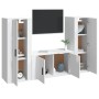 Set de muebles de TV 3 pzas madera contrachapada blanco brillo