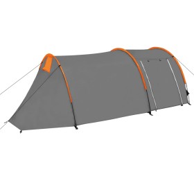 Zelt für 4 Personen aus grauem und orangefarbenem Stoff von vidaXL, Zelte - Ref: Foro24-93182, Preis: 67,99 €, Rabatt: %