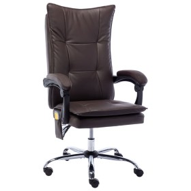 Silla de oficina de masaje de cuero sintético marrón de vidaXL, Sillas de oficina - Ref: Foro24-20357, Precio: 187,99 €, Desc...