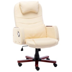 Silla de oficina de cuero sintético crema de vidaXL, Sillas de oficina - Ref: Foro24-20378, Precio: 243,61 €, Descuento: %