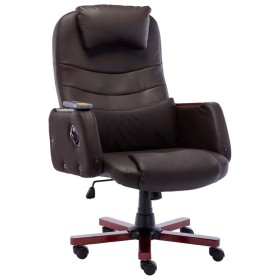 Silla de oficina de masaje de cuero sintético marrón de vidaXL, Sillas de oficina - Ref: Foro24-20380, Precio: 290,99 €, Desc...