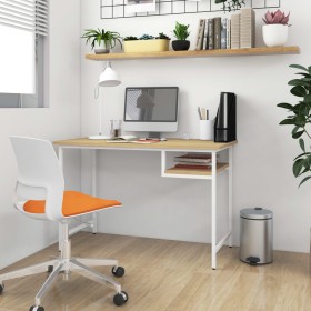 MDF computer desk white oak metal 105x55x72 cm by vidaXL, Desks - Ref: Foro24-20544, Price: 68,99 €, Discount: %