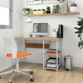 MDF computer desk white oak metal 105x55x72 cm by vidaXL, Desks - Ref: Foro24-20552, Price: 80,99 €, Discount: %