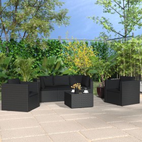 4-teiliges Gartenmöbel-Set und schwarze synthetische Rattankissen von vidaXL, Gartensets - Ref: Foro24-45826, Preis: 486,99 €...