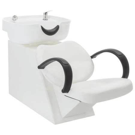 Silla lavacabezas de peluquería de cuero sintético blanco de vidaXL, Sillas de peluquería - Ref: Foro24-110313, Precio: 290,9...