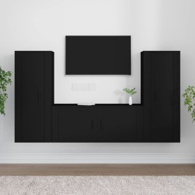 Set de muebles para TV 3 piezas madera contrachapada negro de vidaXL, Muebles TV - Ref: Foro24-3188759, Precio: 170,89 €, Des...