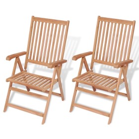 Reclining garden chairs, 2 units, solid teak wood by vidaXL, Garden chairs - Ref: Foro24-43029, Price: 200,99 €, Discount: %