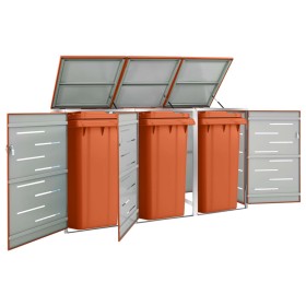 Shed for three steel garbage containers 207x77.5x112.5 cm by vidaXL, Waste container supports - Ref: Foro24-149564, Price: 43...