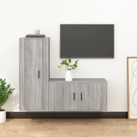 TV furniture set 2 pieces gray Sonoma plywood by vidaXL, TV Furniture - Ref: Foro24-3188732, Price: 103,49 €, Discount: %