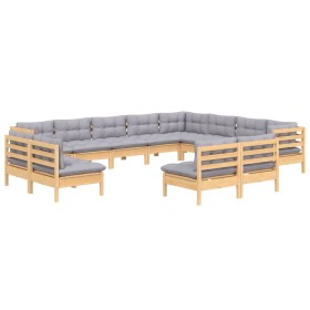 Gartenmöbel-Set 12-teilig und Kissen aus massivem Kiefernholz von vidaXL, Gartensets - Ref: Foro24-3096874, Preis: 907,99 €, ...