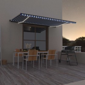 Toldo manual retráctil con LED azul y blanco 500x300 cm de vidaXL, Toldos - Ref: Foro24-3069141, Precio: 440,99 €, Descuento: %