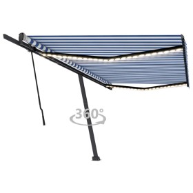 Retractable manual awning with blue and white LED lights 500x300 cm by vidaXL, Awnings - Ref: Foro24-3069781, Price: 557,99 €...