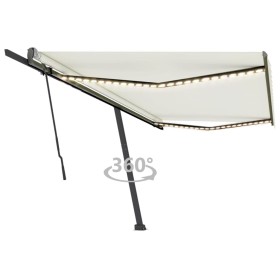 Toldo retráctil manual con luz LED crema 500x300 cm de vidaXL, Toldos - Ref: Foro24-3069782, Precio: 616,99 €, Descuento: %