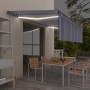 Manual retractable awning with blind and blue and white LED 5x3 m by vidaXL, Awnings - Ref: Foro24-3069461, Price: 540,06 €, ...