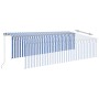 Manual retractable awning with blind and blue and white LED 5x3 m by vidaXL, Awnings - Ref: Foro24-3069461, Price: 540,06 €, ...